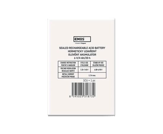 Батарея к ИБП EMOS B9641 AGM 6V 4Ah fast 4,7mm (B9641), изображение 5