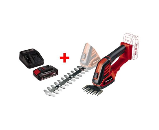 Кусторез Einhell GE-CG 18/100 Li Kit, 18V, PXC, 1x2.5Ah, 10cm, шаг 8mm, ЗП (3410313K)