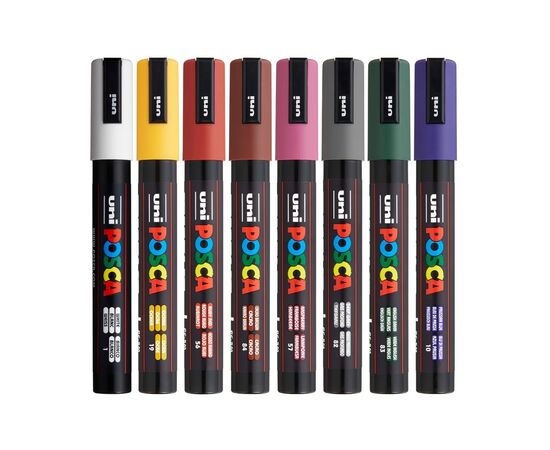 Набор маркеров UNI набор POSCA Dark Color, 1,8-2,5 мм, 8 шт (PC-5M DARK COLOR 8C), изображение 2