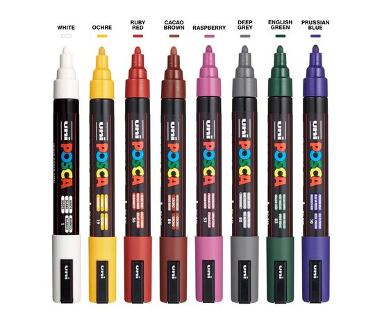 Набор маркеров UNI набор POSCA Dark Color, 1,8-2,5 мм, 8 шт (PC-5M DARK COLOR 8C), изображение 3