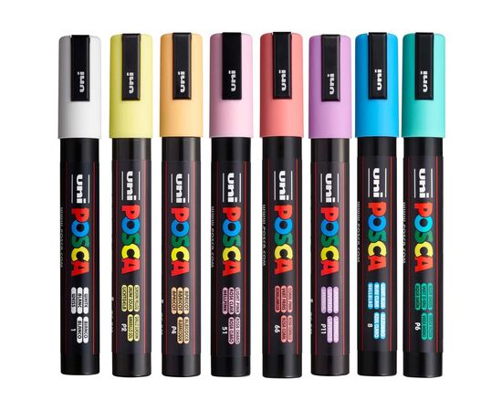 Набор маркеров UNI набор POSCA Soft Color, 1,8-2,5 мм, 8 шт (PC-5M SOFT COLOR 8C), изображение 2