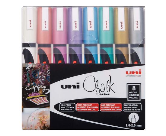 Набор маркеров UNI набор POSCA Metallic Color, 1,8-2,5 мм, 8 шт (PWE-5M METALLIC 8C), изображение 2