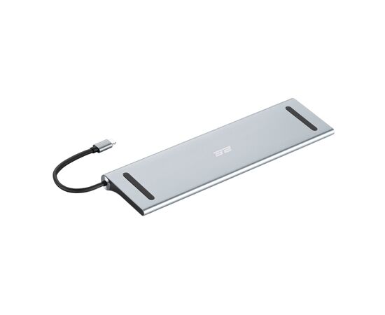 Концентратор 2E USB-C 10-in-1 3xUSB + 2xUSB-C + 2xHDMI + VGA + 3.5mm + microSD/SD + 1xRJ45 0.15m gray (2E-W2703), изображение 2