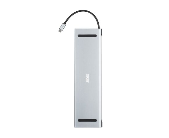 Концентратор 2E USB-C 10-in-1 3xUSB + 2xUSB-C + 2xHDMI + VGA + 3.5mm + microSD/SD + 1xRJ45 0.15m gray (2E-W2703), изображение 4