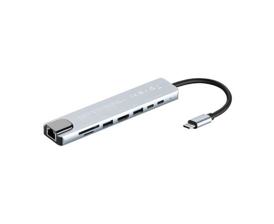 Концентратор 2E USB-C 8-in-1 1xUSB 2.0 + 1xUSB 3.0 + 2xUSB-C PD + HDMI + microSD/SD + 1xRJ45 0.13m gray (2E-W2681), изображение 3