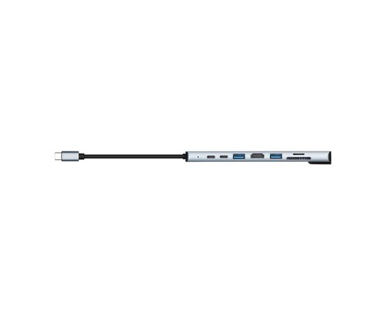 Концентратор 2E USB-C 8-in-1 1xUSB 2.0 + 1xUSB 3.0 + 2xUSB-C PD + HDMI + microSD/SD + 1xRJ45 0.13m gray (2E-W2681), изображение 6