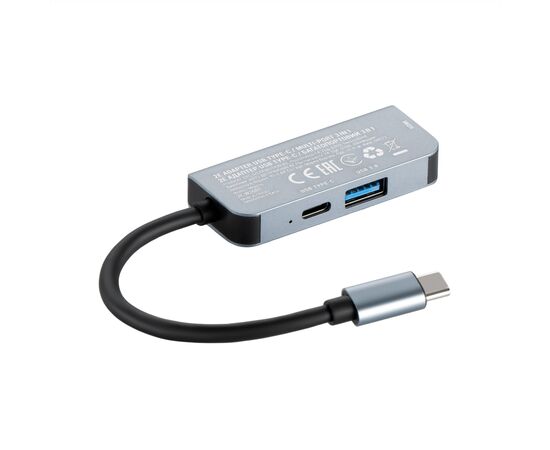 Концентратор 2E USB-C 4-in-1 1xUSB 3.0 + 1xUSB-C PD + HDMI 0.14m gray (2E-W2680), изображение 3