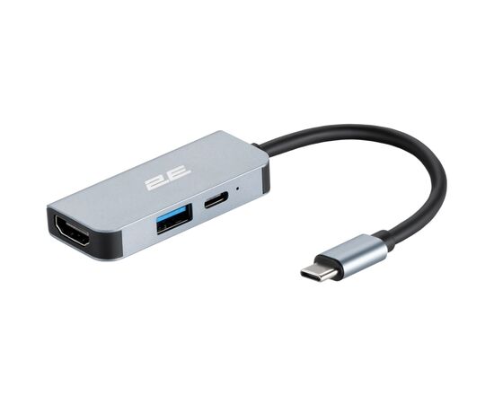 Концентратор 2E USB-C 4-in-1 1xUSB 3.0 + 1xUSB-C PD + HDMI 0.14m gray (2E-W2680)