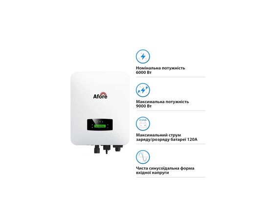 Солнечный инвертор Afore 6KW 48V 2 MPPT Wi-Fi 220V 1ф (AF6K-SLP), изображение 2