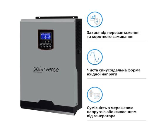 Солнечный инвертор Solarverse Flash SV6048FH 6kW 48V 1 MPPT 220V 1ф (SV6048FH), изображение 3