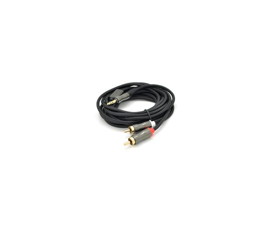 Кабель мультимедийный 3.5mm M to 2xRCA M 1.5m Stereo black VEGGIEG (YT-AR2-1.5V-A601)