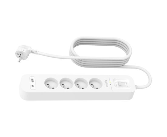 Сетевой фильтр питания Belkin 4хТипE, 16А, USB-A/USB-C 18Вт, 2м (SRB001CA2M), изображение 2