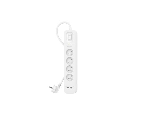 Сетевой фильтр питания Belkin 4хТипE, 16А, USB-A/USB-C 18Вт, 2м (SRB001CA2M)