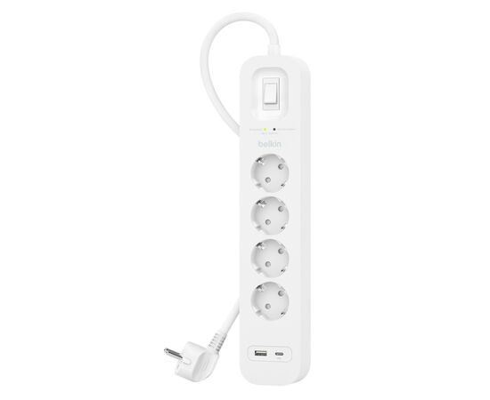 Сетевой фильтр питания Belkin 4хТипF, 16А, USB-A/USB-C 18Вт, 2м (SRB001VF2M-V2), изображение 2