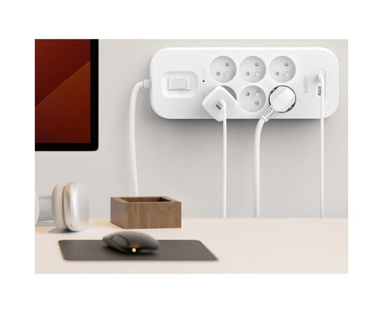 Сетевой фильтр питания Belkin 6хТипE, 16А, USB-A/USB-C 18Вт, 2м (SRB002CA2M), изображение 2