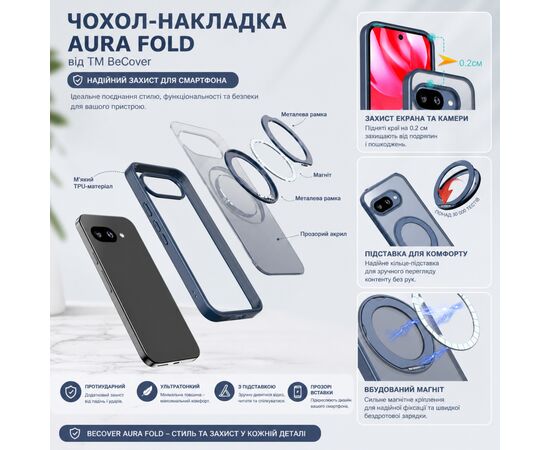 Чохол до мобільного телефона BeCover Aura Fold Google Pixel 9a Blue (715666), зображення 8