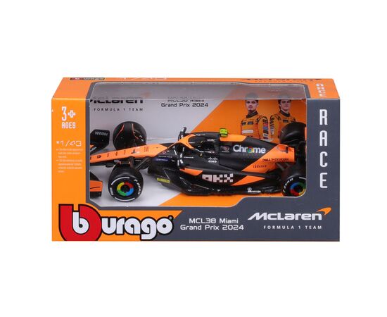 Масштабная модель автомобиля Bburago Автомодель - McLaren F1 MCL38 (2024), 1:43 (18-38214), изображение 2