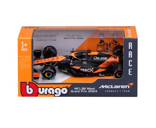 Масштабная модель автомобиля Bburago Автомодель - McLaren F1 MCL38 (2024), 1:43 (18-38214), изображение 7