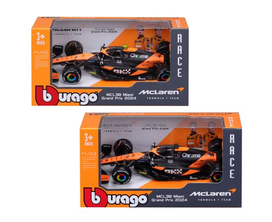 Масштабная модель автомобиля Bburago Автомодель - McLaren F1 MCL38 (2024), 1:43 (18-38214)