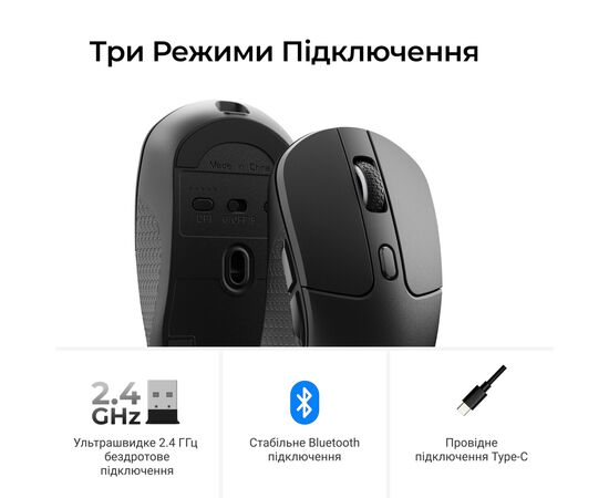 Мишка Keychron M3 Wireless/Bluetooth/USB Black (M3-A23), зображення 8