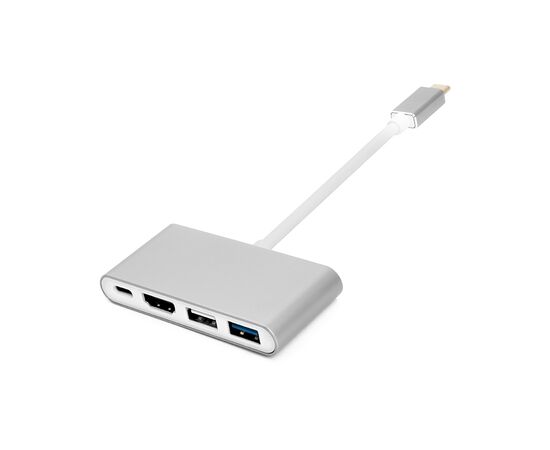 Перехідник USB-C to 2xUSB 3.0 + USB-C + HDMI PowerPlant (CA911707)