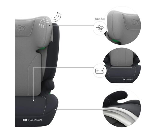 Автокресло Kinderkraft i-Spark 2 Plus i-Size Grey (KCISPA02GRYPL00) (5902533931484), изображение 8