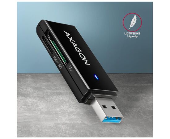 Считыватель флеш-карт AXAGON USB-A 3.2 to SD/microSD 5Gbps black (CRE-S2N), изображение 7
