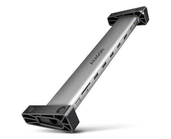Концентратор AXAGON USB-C 9-in-1 4xUSB 3.2 + 2xUSB-C + HDMI + SD/TF + RJ45 1000Mbps + PD 100W black/gray (HMC-10HLS)
