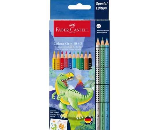Карандаши цветные Faber-Castell Grip акварельні/3 металік 10 кольорів (201545) (32479)