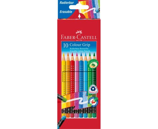 Карандаши цветные Faber-Castell Grip, акварельні/ 10 кольорів в картонній коробці (116613) (28944)