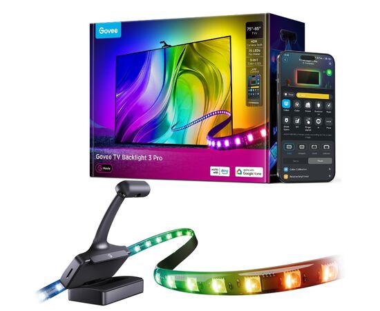 Светодиодная лента Govee Набір R2A81 Three-cameraTV Backlight 75-85'', RGBIC, WI-FI/Bluetooth, чорний (R2A81C11)