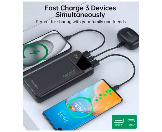Батарея универсальная Choetech 20000mAh, PD/22.5W, QC/3.0, AFC Samsung, LED (B729), изображение 8