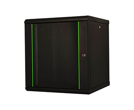 Шкаф настенный Lande Proline 7U 19" 600x600, скло, чорна (LN-PR07U6060-BL-111)