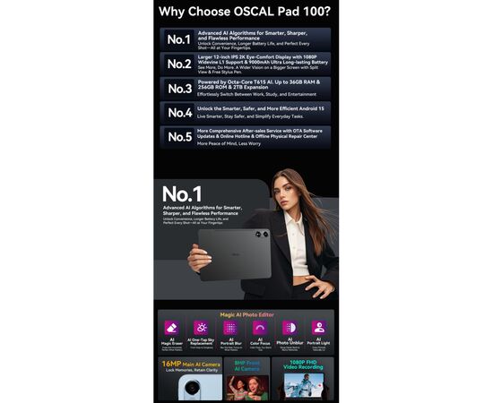 Планшет Oscal Pad 100 12.0" 6/256GB 4G (LTE) Sky Blue (6931548326335), изображение 10