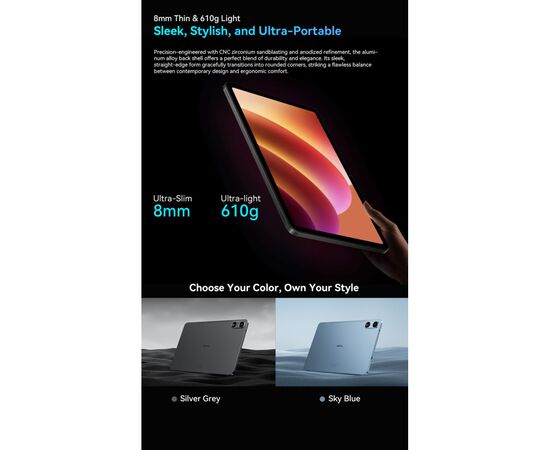Планшет Oscal Pad 100 12.0" 6/256GB 4G (LTE) Sky Blue (6931548326335), изображение 9