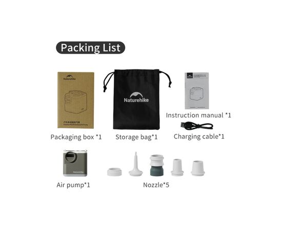Насос для надувной мебели Naturehike CNK2550ZM012, зелений (6977465867889), изображение 2