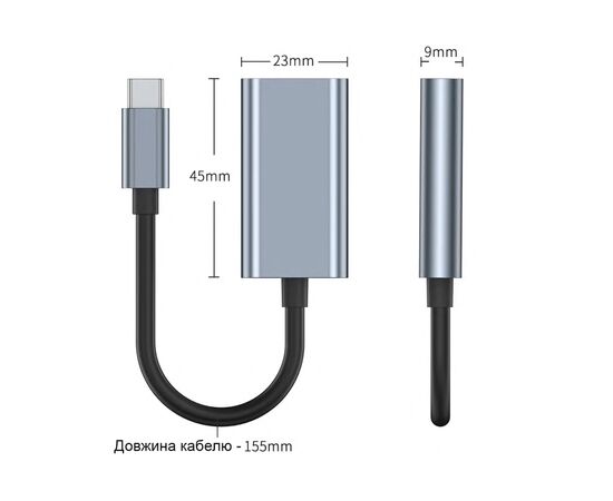 Переходник USB-C to HDMI F USB 3.0 4K60Hz dark gray Dynamode (DM-AD-USB-C-HDMI), изображение 7