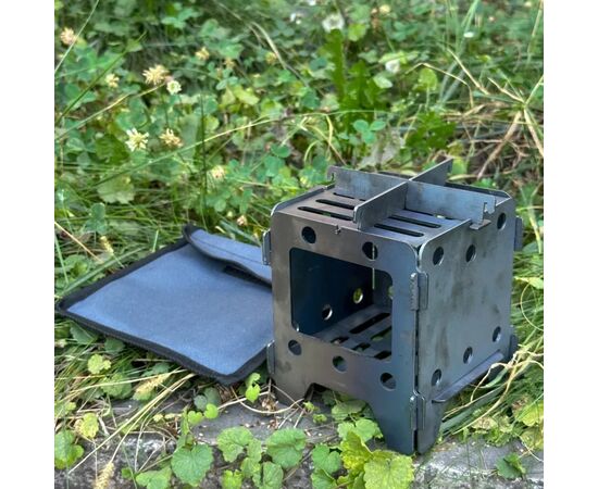 Печь-тресочница Metalzavod 13.5х13.5х15см 2мм мала з чохлом (SHP-2SCH), изображение 2