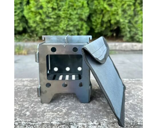 Печь-тресочница Metalzavod 13.5х13.5х15см 2мм мала з чохлом (SHP-2SCH), изображение 3