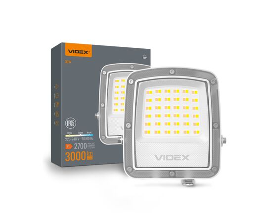 Прожектор Videx F5 30W 3000-5000-6500K 230V White (VL-F5-030CW)