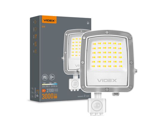 Прожектор Videx F5 30W 3000-5000-6500K з датчиком руху 230V White (VL-F5-030CW-S)