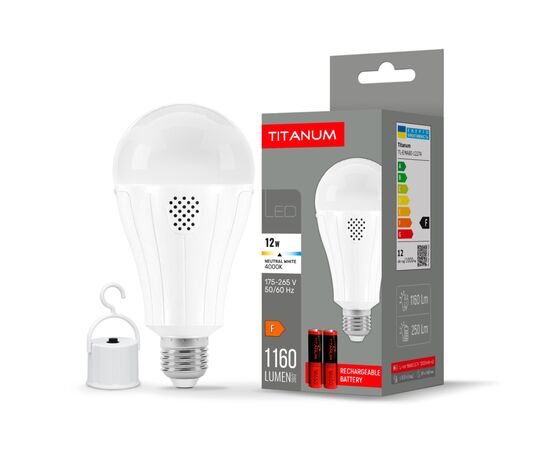 Лампочка TITANUM акумуляторна A80 12W E27 4000K 230V (TL-EMA80-12274)