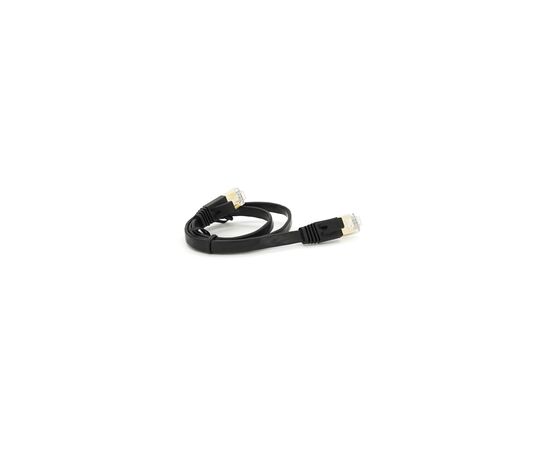 Патч-корд 0.5м UTP cat.7, CU, RJ45, плоский, black Weepda (PCMF-CU7/0.5Bk), изображение 2