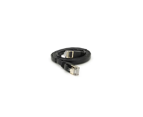 Патч-корд 1м UTP cat.7, CU, RJ45, плоский, black Weepda (PCMF-CU7/1.0Bk), изображение 2