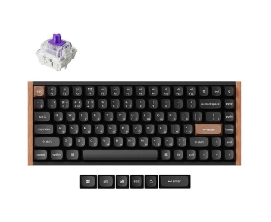 Клавиатура Keychron K2HE Gateron Double-Rail Magnetic Nebula Hot-swap QMK Wireless/Bluetooth/USB-А UA Wood/Black (K2H-F1-UA), изображение 7