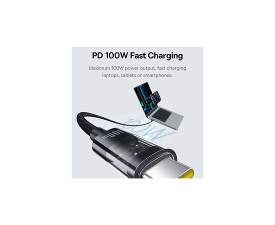 Дата кабель USB-C to USB-C 2.0m 100W (20V/5A) black Baseus (P10373000111-01), изображение 4
