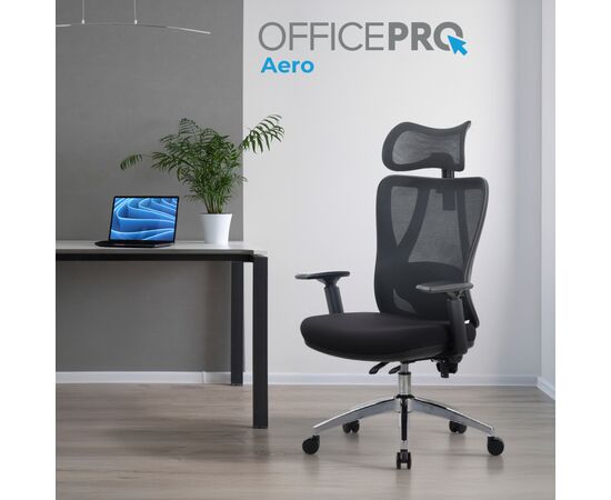 Офісне крісло OfficePro Aero OC490B Black (OC490B), зображення 7