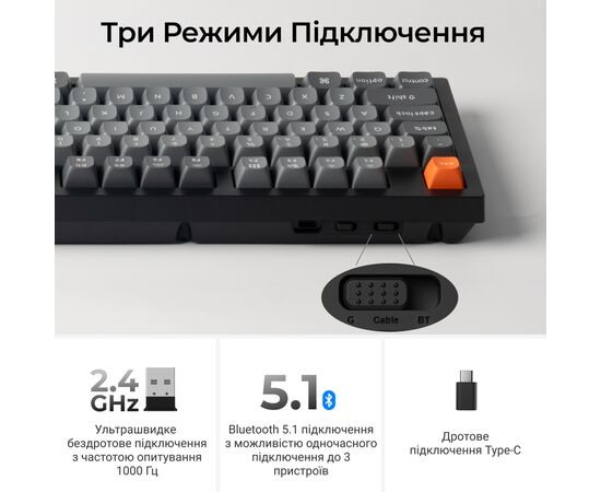 Клавиатура Keychron K10 Max Keychron Super Banana Switch RGB UA Black (K10M-H4-UA), изображение 10
