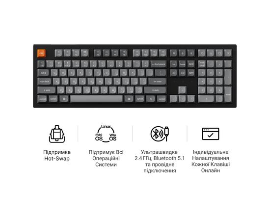 Клавиатура Keychron K10 Max Keychron Super Banana Switch RGB UA Black (K10M-H4-UA), изображение 8