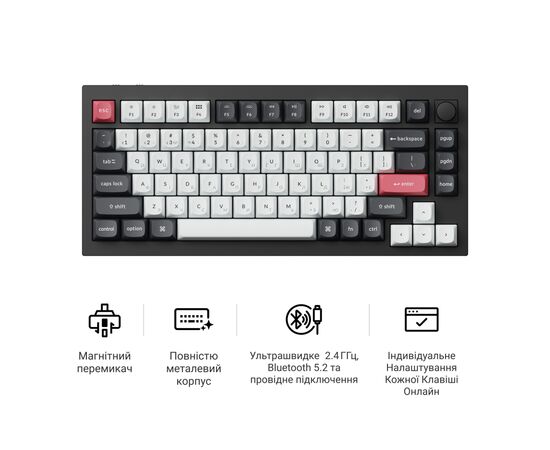 Клавиатура Keychron Q1 HE Magnetic Switch RGB UA Black (Q1H-M1-UA), изображение 7